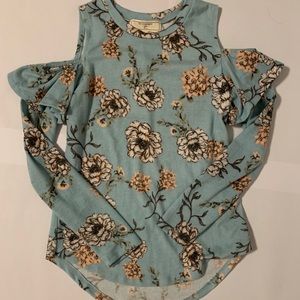 NO COMMENT GIRLS FLOWER OFF SHOULDER LONGSLEEVE
